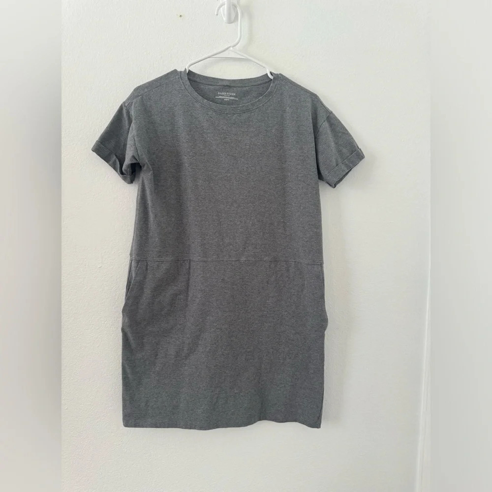 Eileen Fisher Petites Gray Organic Cotton Stretch Short Dress Tunic Size Small